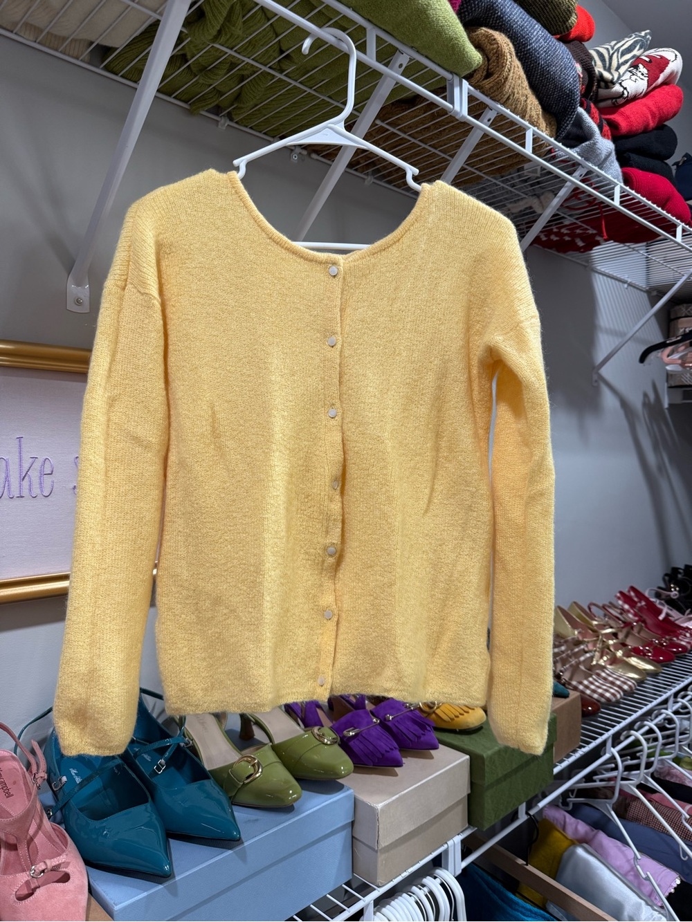 Sézane Yellow Cardigan Sweater